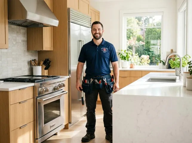 Appliance Repair Hero technician in a Bentonville, AR kitchen after an appliance repair